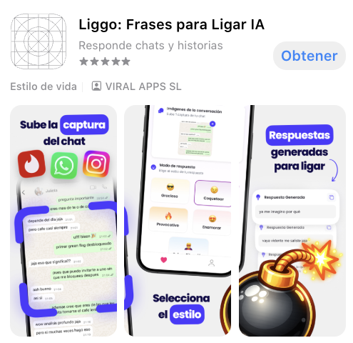 Custom Product Page leading with 'Sube la captura del chat' in App Store search results