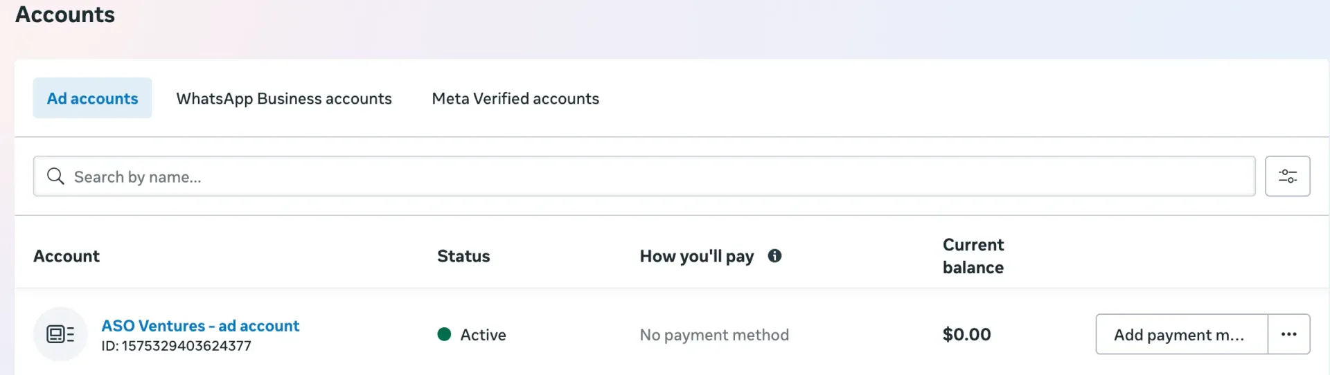 No payment method warning
